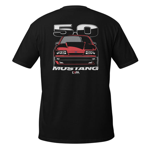 Foxbody 5.0 Ford Mustang 4 Eye Red T-Shirt - LYM Clothing