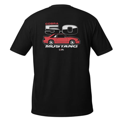 Foxbody 5.0 Ford Mustang Side COBRA Red T-Shirt - LYM Clothing