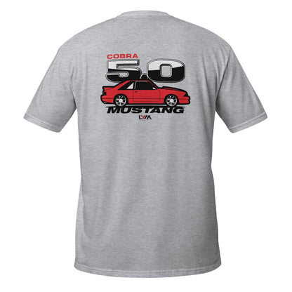 Foxbody 5.0 Ford Mustang Side COBRA Red T-Shirt - LYM Clothing